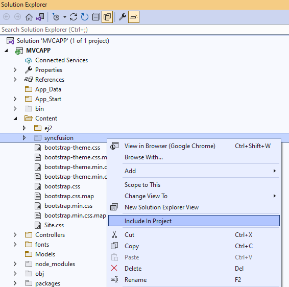 Include Syncfusion in project